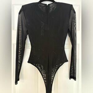 L'AGENCE Black Sheer Long-Sleeve bodysuit